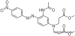 Molecular Structure of 61355-92-8 (methyl N-[3-(acetylamino)-4-[(4-nitrophenyl)azo]phenyl]-N-(3-methoxy-3-oxopropyl)-beta-alaninate)